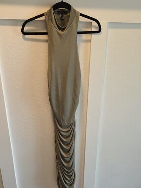 Forever 21 Olive Sleeveless Ruched Maxi Dress